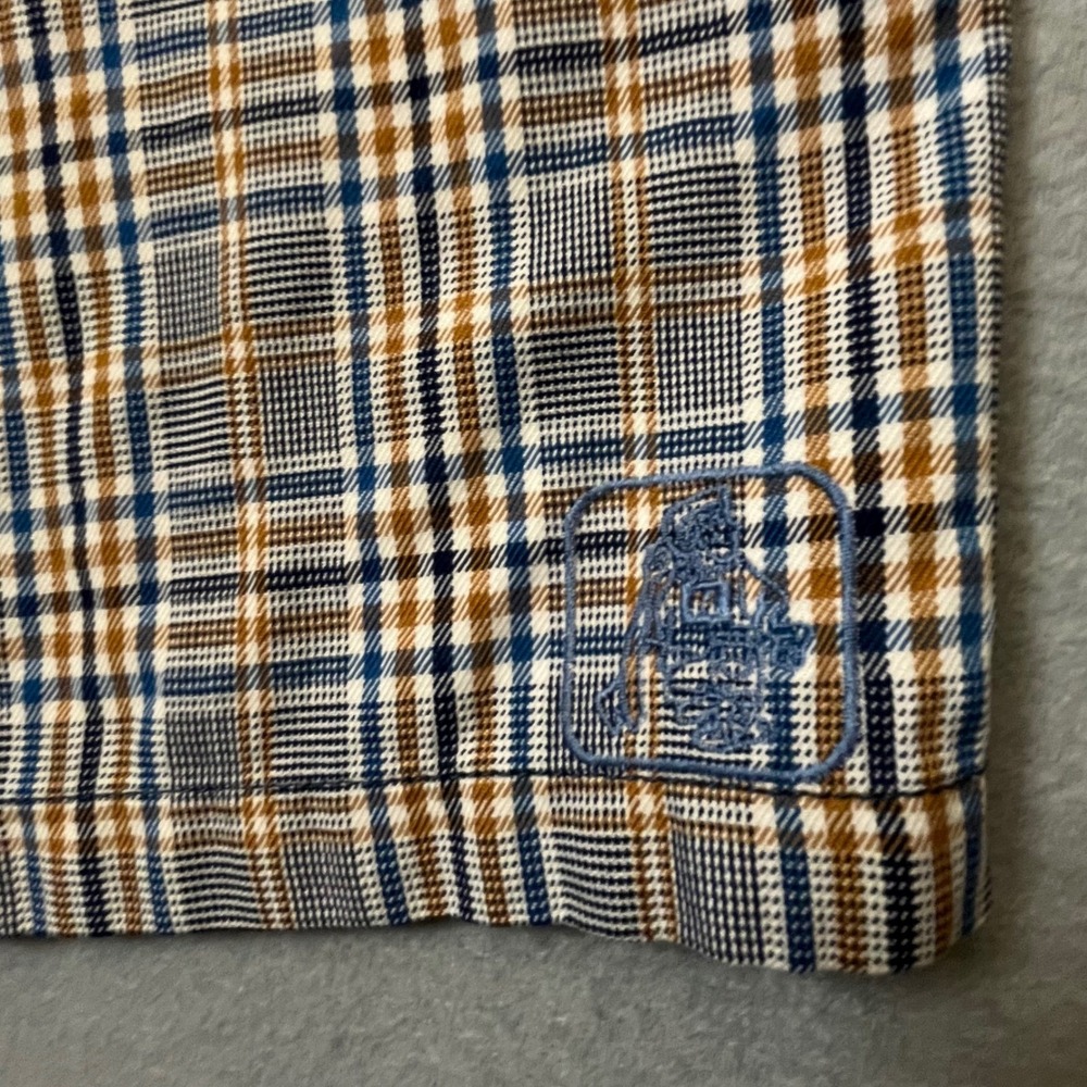 Vtg Katin Mens l Plaid Shorts  Blue Brown White Check Casual Surf Skate Utility